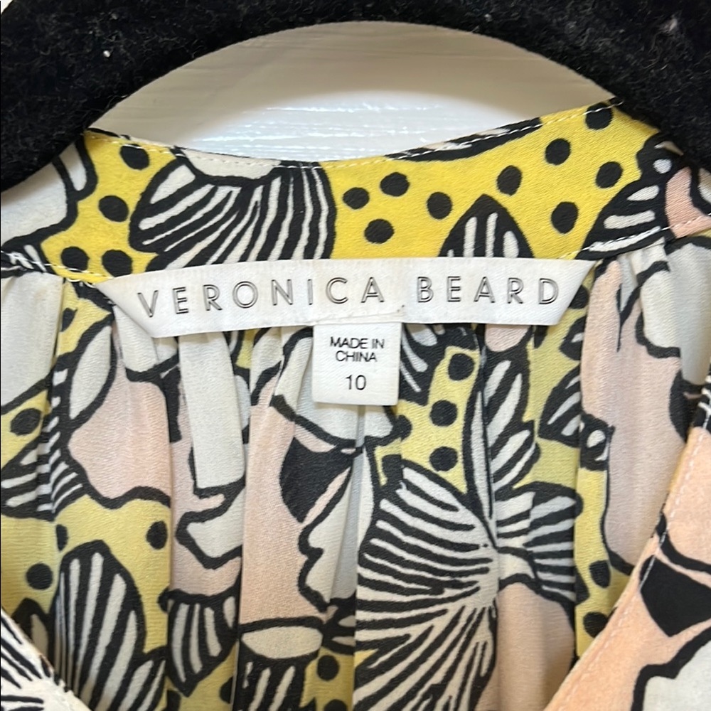 Veronica Beard yellow and pink Puff Sleeve Blouse - Picture 3 of 5